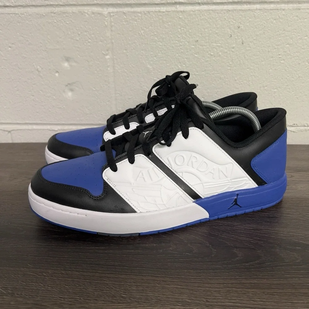 Jordan Flight Court Men's Size 13 Black White Royal Blue Sneakers DV5141-401